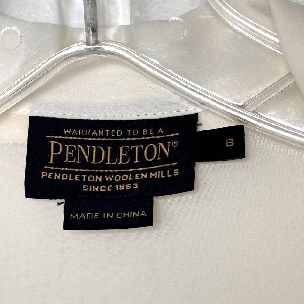 Pendleton Wms 8 Ls Sheer Cream Button Up Blouse &… - image 3